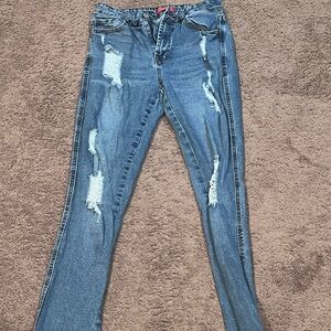 Distressed Blue Jeans